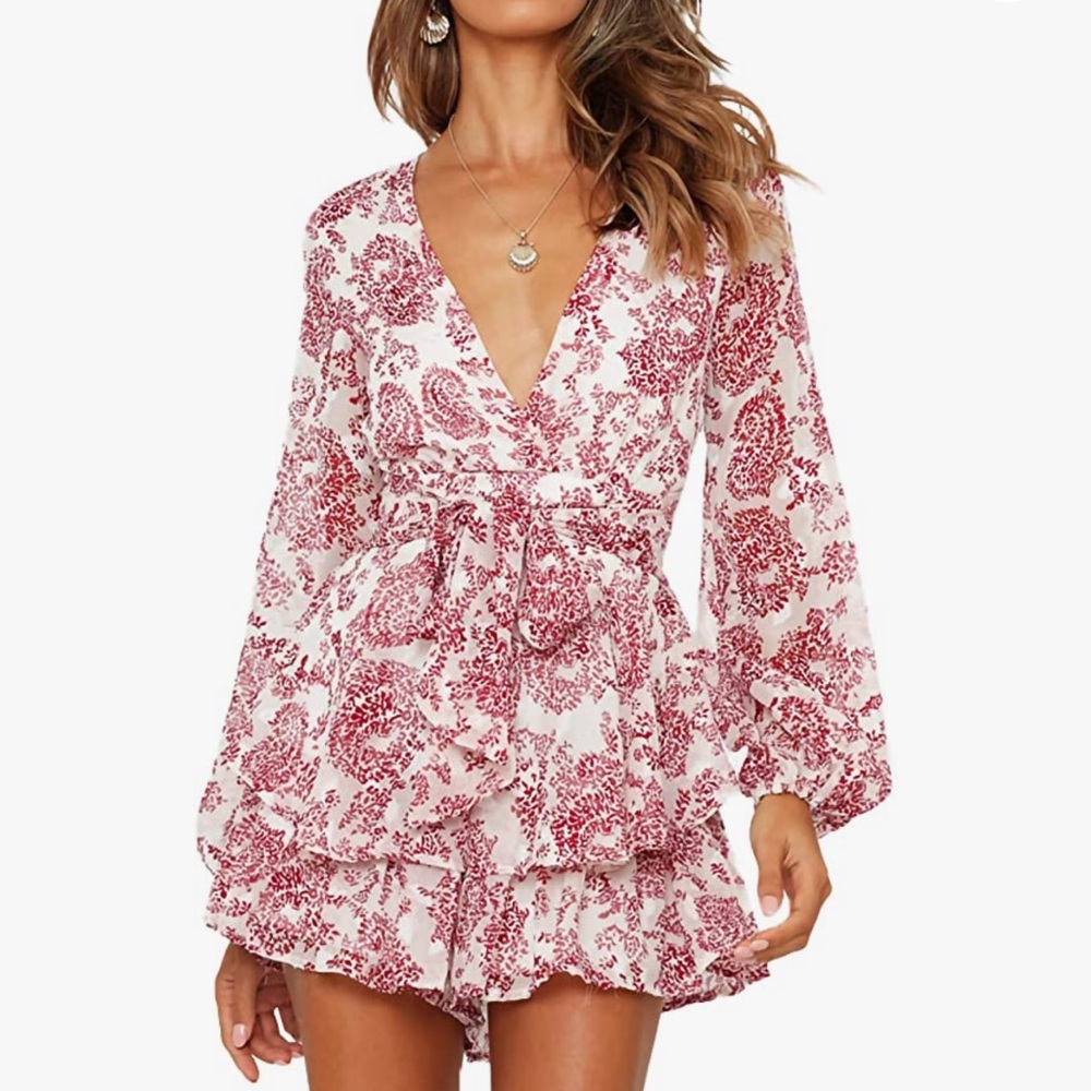 Long sleeve floral romper